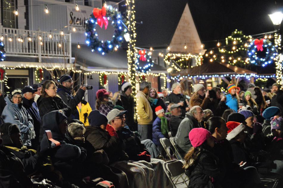 Crowd on Bob McFadden Plaza Friday night for the Silver and Snowflake Festival of Lights celebration.