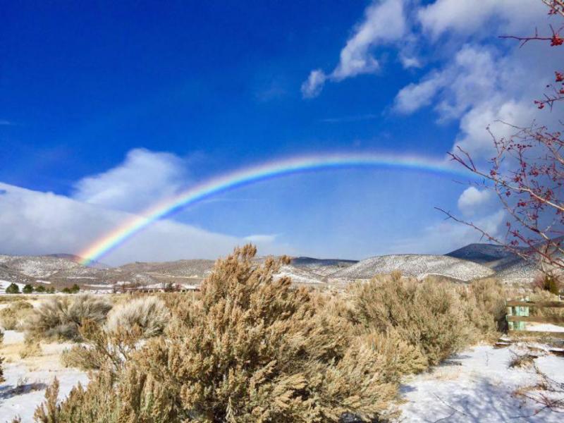 This rainbow was captured Thursday in Carson City. Photo courtesy of Randee Rule