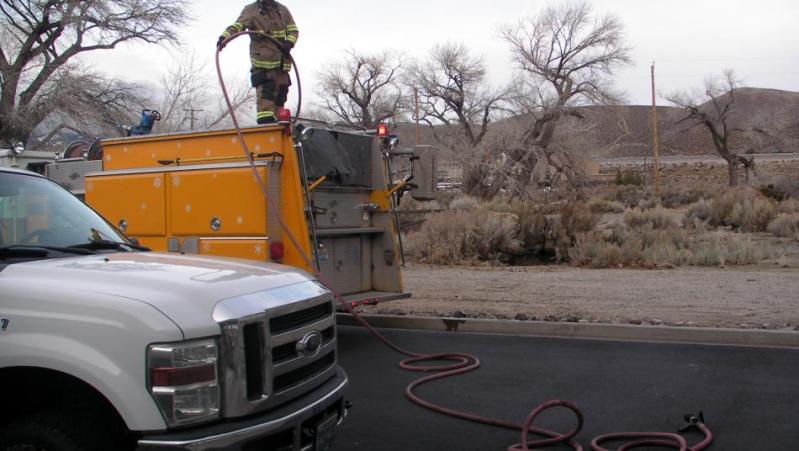 The 20 x 20 foot fire was quickly extinguished. Photo by Jeff Munson