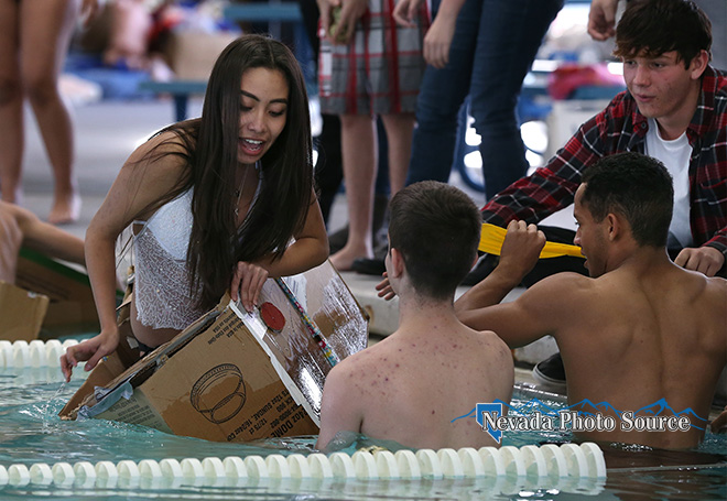 Jennifer Arellano, 17, and CHS Naval Junior ROTC students compete at the Carson City pool. Cathleen Allison, Nevada Photo Source