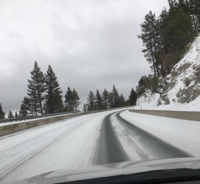 Near the top of Highway 50, Spooner Summit this morning. Photo courtesy of Tahoe Douglas Fire.