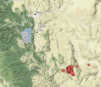 Map of earthquakes since the first one early Wednesday morning.