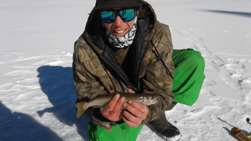 Josh Otto with a recent catch while ice fishing at Red Lake.