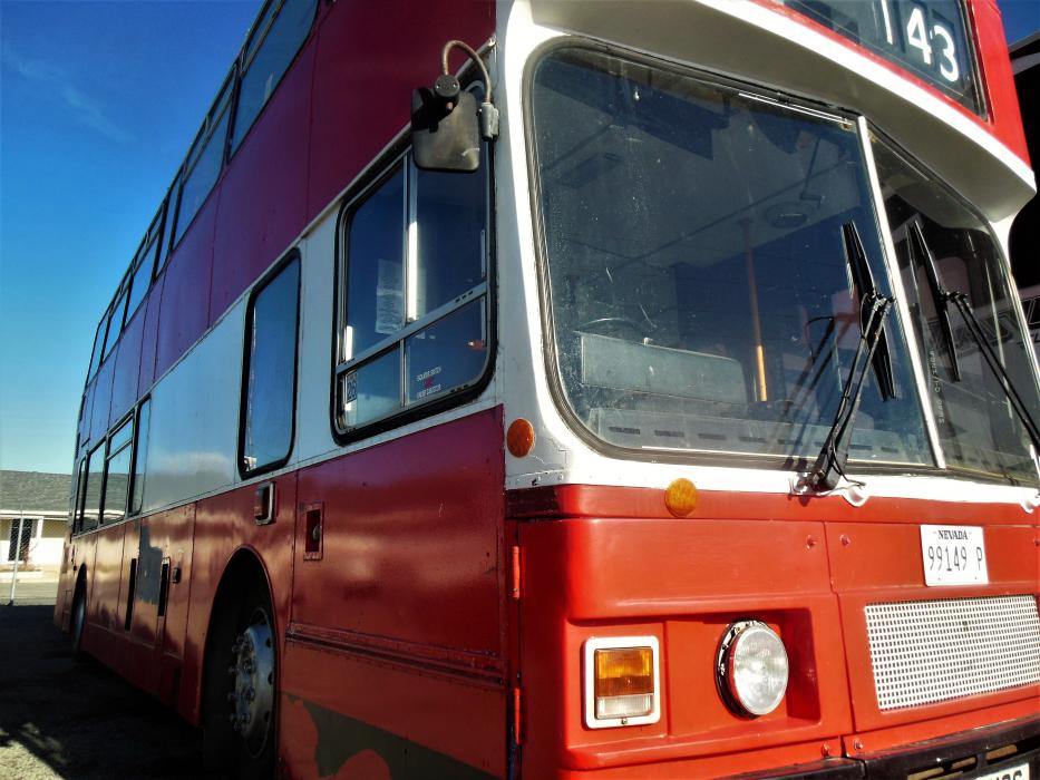 Exterior of the Cummins L10 diesel double-decker bus from London.