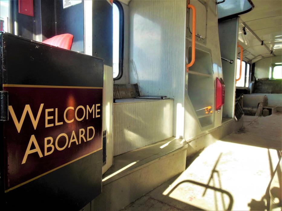 Welcome aboard The Bus Boy, where access is on the left side of the vehicle.