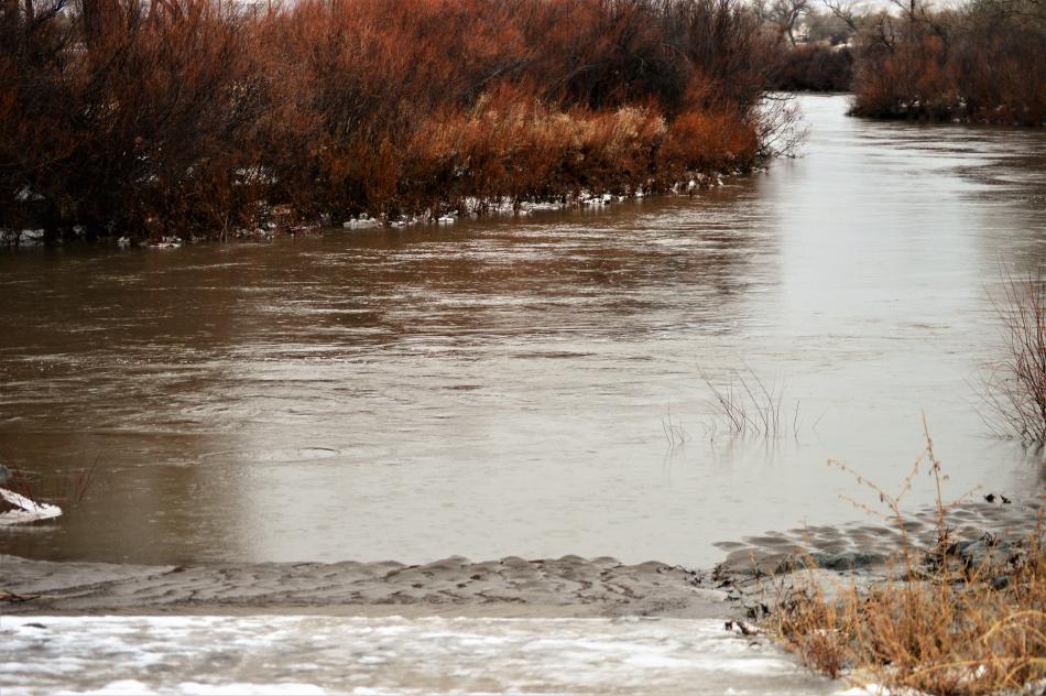 The Carson River approaches crest levels off Morgan Mill Road.