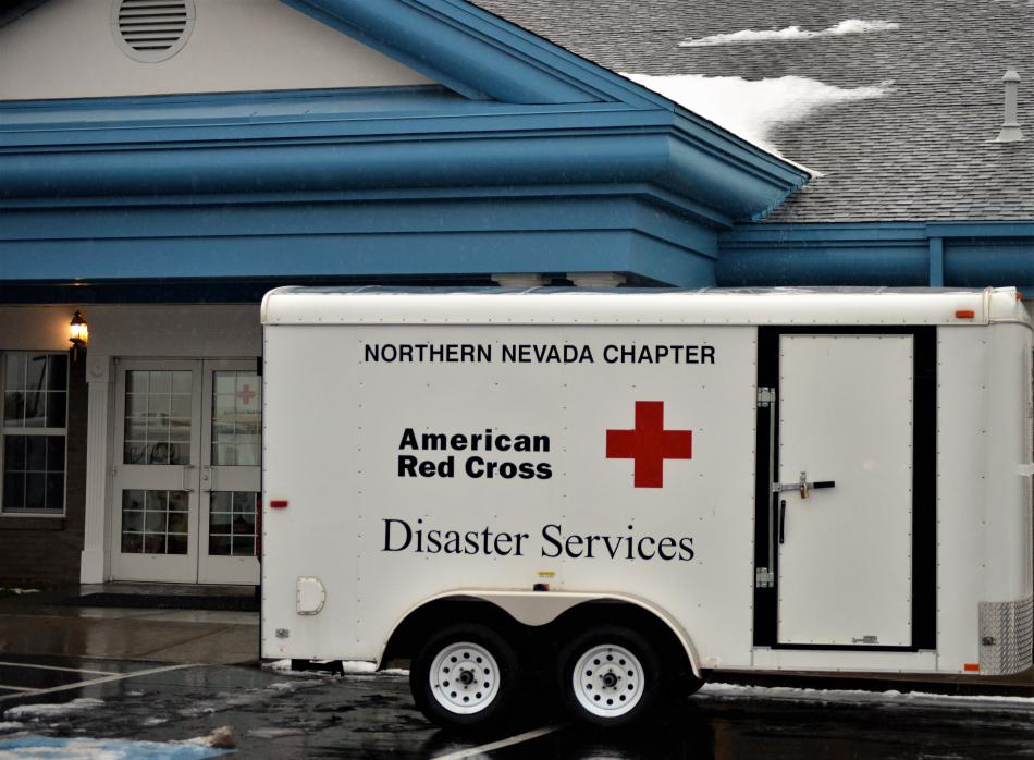 American Red Cross trailer at the LDS Church evacuation center on Saliman.