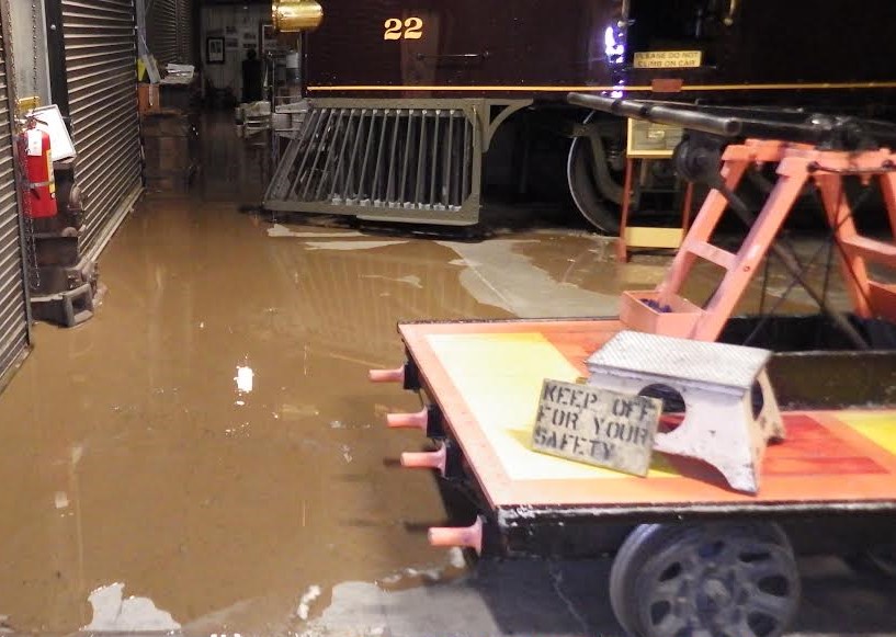 Photo courtesy NSRM. Water and mud seep under the doors of the annex.