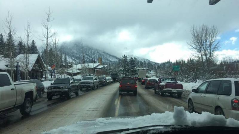 Traffic on Highway 50 is backed up to Stateline. Photo courtesy of Scottie Moretti