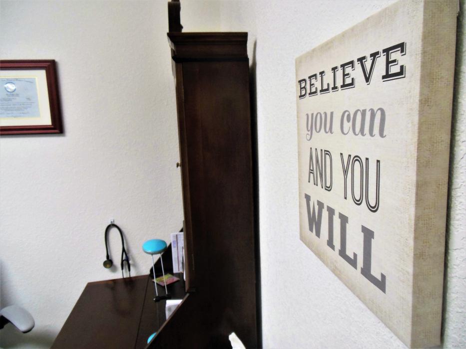 Inside the medical exam room where Dr. Foster consults with patients.