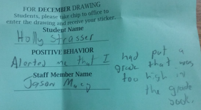CHIP Winner Holly Strasser's Positive Behavior.