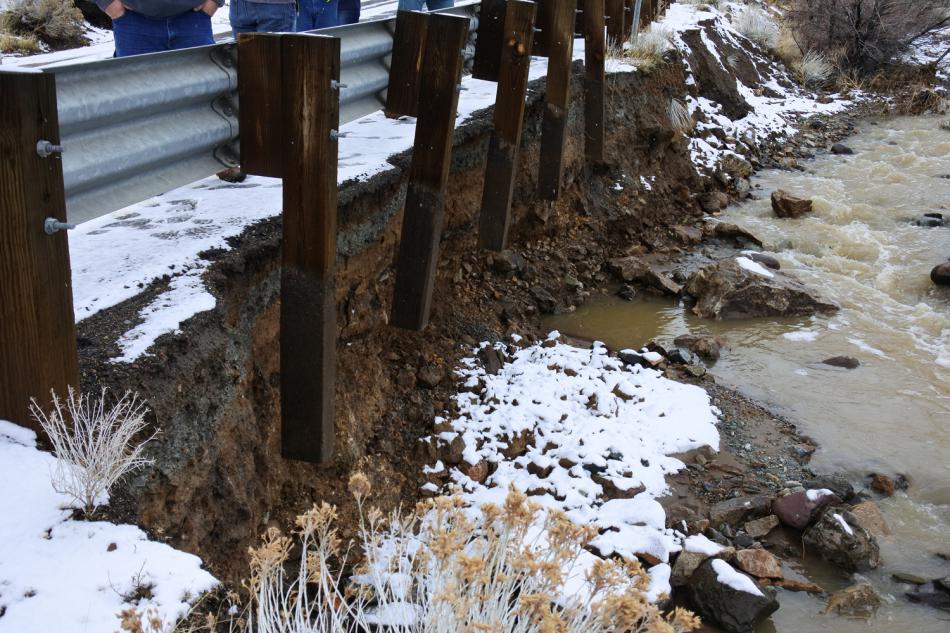 State Route 342- BEFORE Erosion Guardrail Damage from Flood.