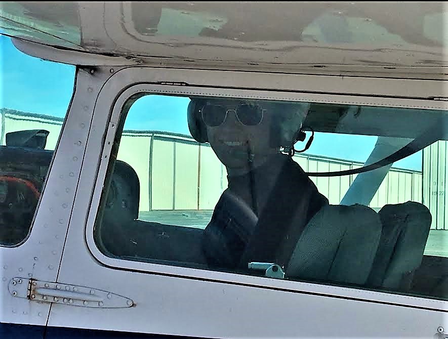 Photos courtesy CHS. Jordan Aikins in an aircraft at the Carson City Municipal Airport.