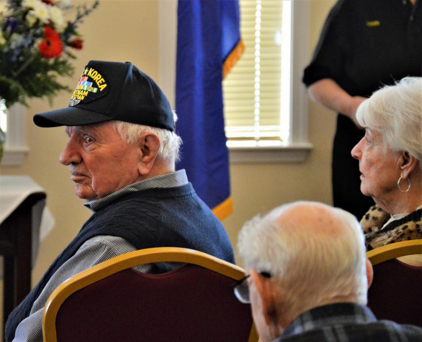 World War II and Korean War veteran Wes Borders at Wednesday's ceremony at Sierra Place.