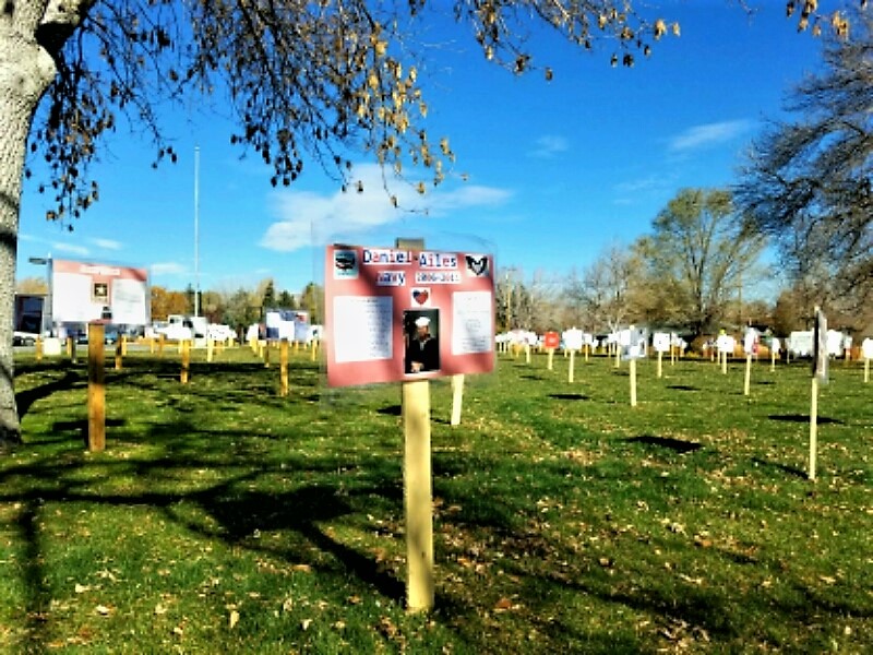 A veterans display by Carson Middle School students in honor of Veterans Day last November.