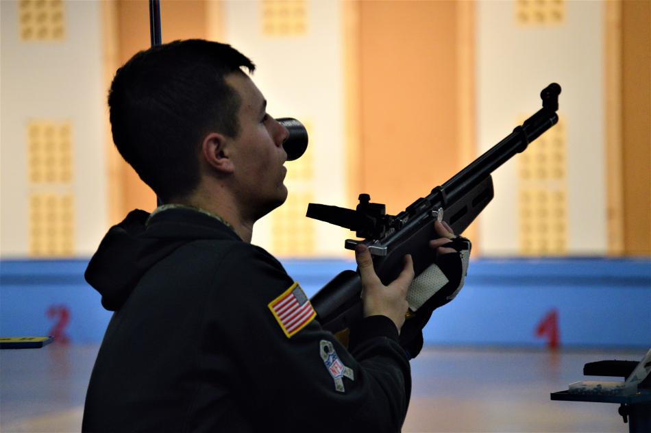 A CHS JV shooter readies his rifle for the next series of shots.