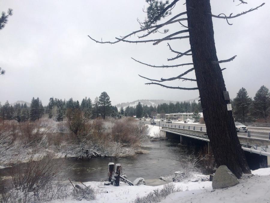 High flow at Tahoe RCD’s Upper Truckee River Monitoring site in South Lake Tahoe at U.S. Highway 50