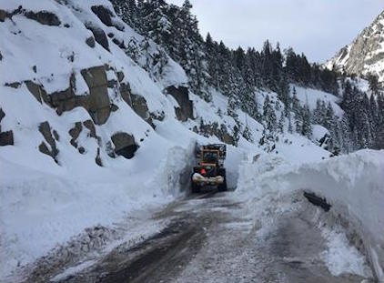Caltrans crews working on SR89 in January.