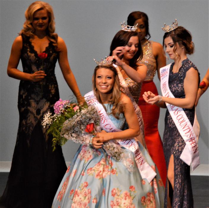2017 Miss Carson City Outstanding Teen Carli Gumm is crowned by 2016 titleholder Karrina Ferris.