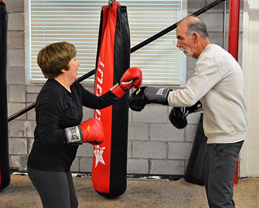 Club members spar together during a Rock Steady work-out.