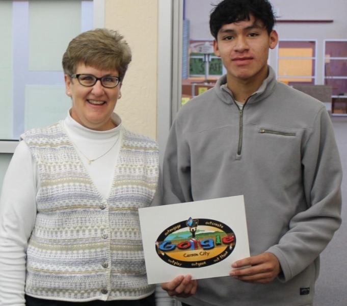 Summit leader LeAnn Morris and CHS student Jose Conchas.