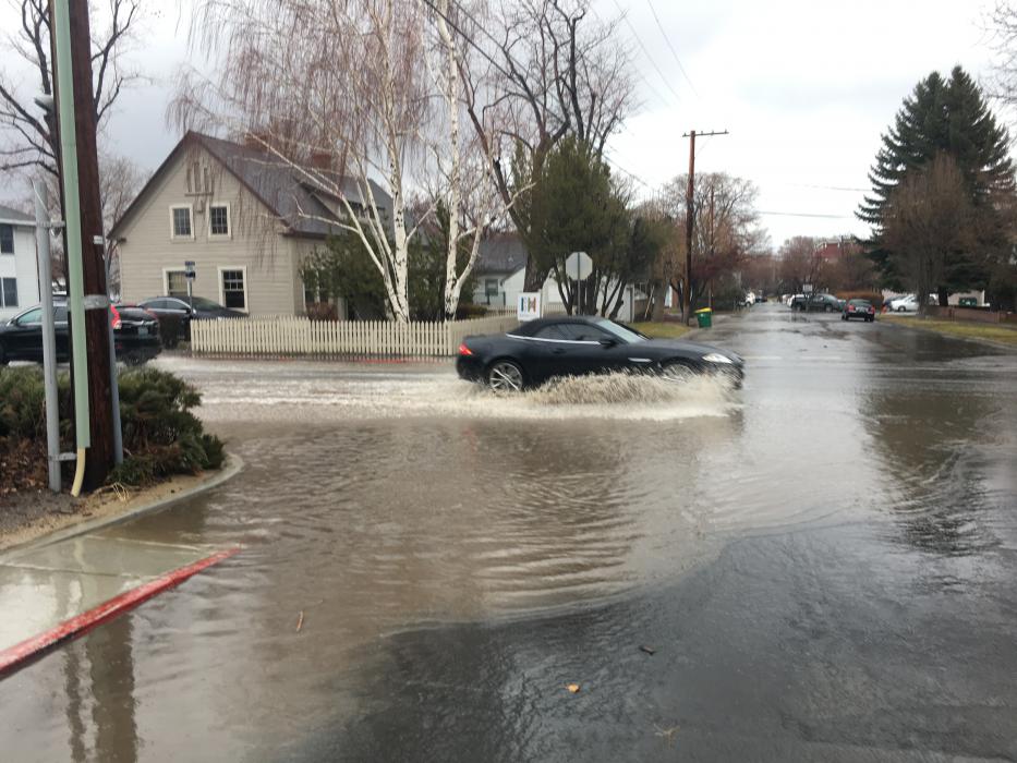 A vehicle attempts to go through Division Street in Carson City on Wednesday. More rain is expected to arrive Thursday. 