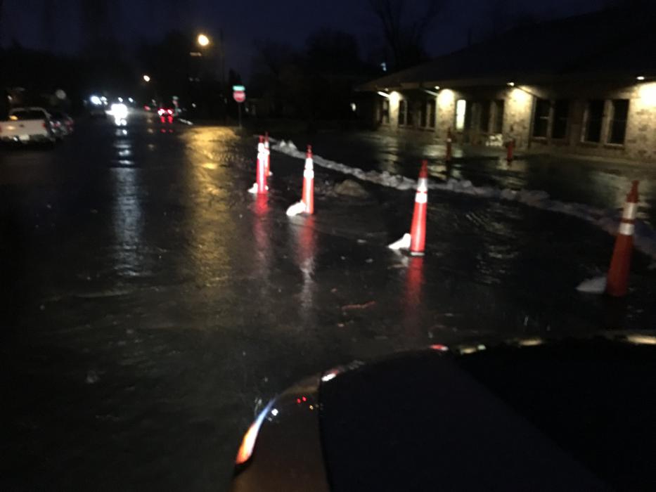 Flooding at Third and Division streets Thursday night. Kirk Caraway photo