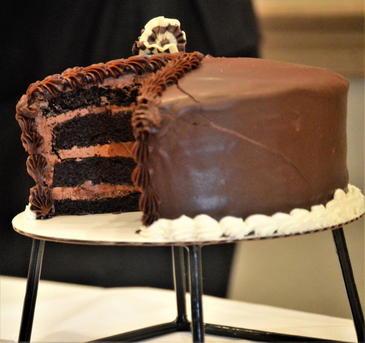 Four layer chocolate cake at the AAUW Feast of Chocolate Saturday.