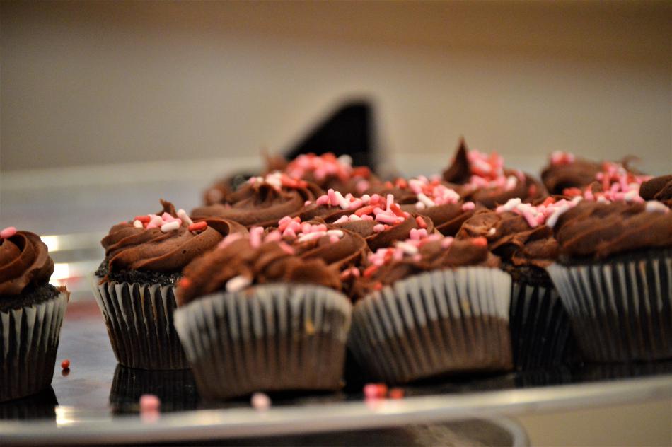 Cupcake display at the AAUW Feast of Chocolate Saturday.