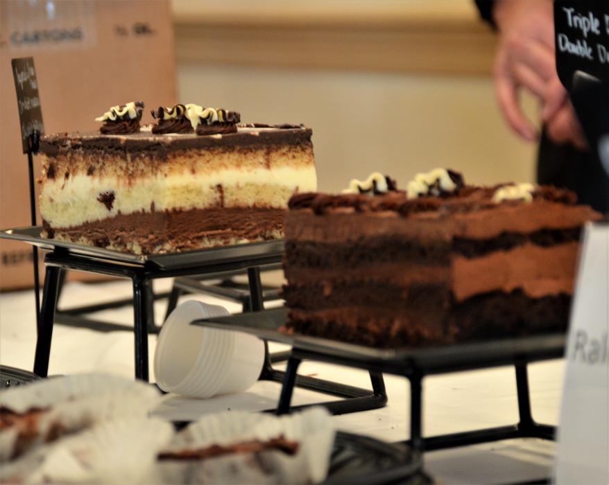 Tiramisu and chocolate mousse cakes at the AAUW Feast of Chocolate Saturday.