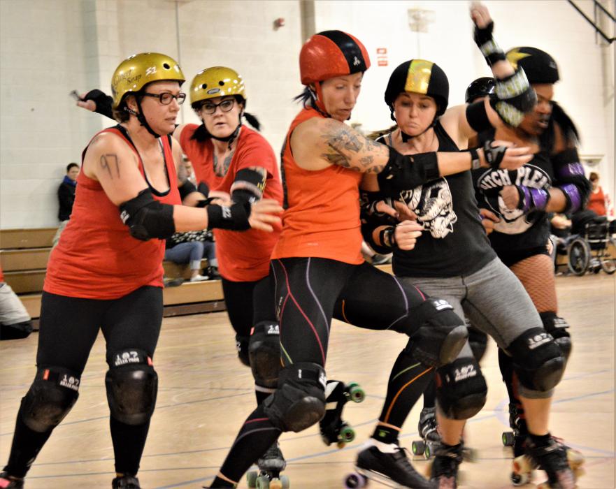 A jam-up in action Sunday night at the Carson Community Center.