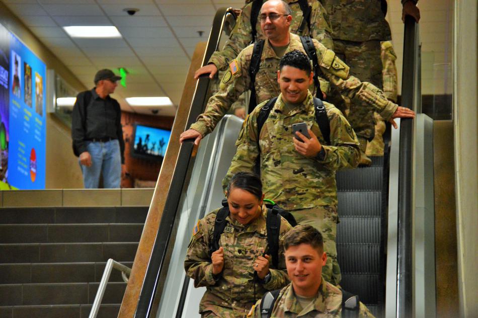 U.S. Army Specialist Robert Glass (top) arrives home to Northern Nevada.