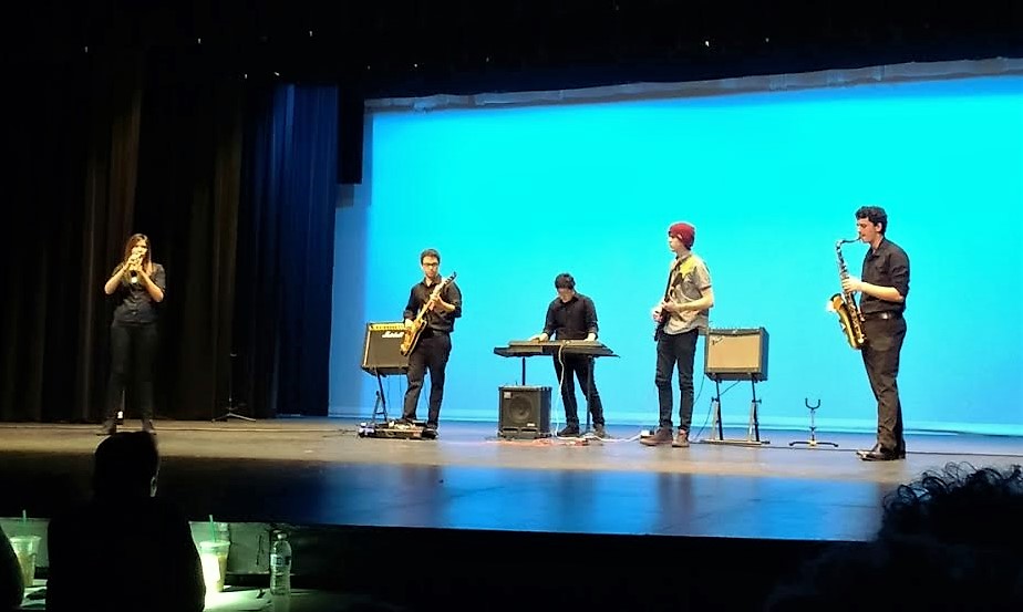 The band Cygnus performs during the CHS Talent Show.