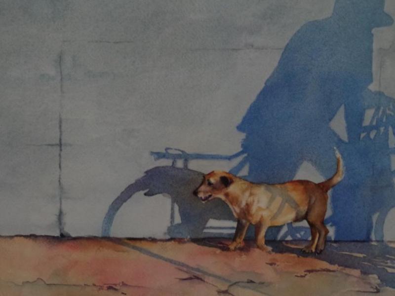 "Man on a Mission", a Water Color by Ronnie Rector, of Incline Village
