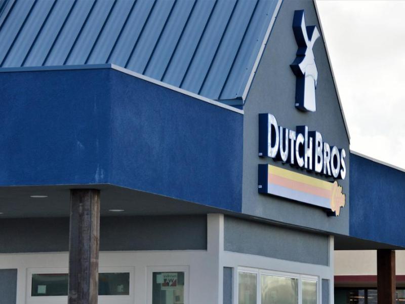 Photo by Brett Fisher. The new Dutch Bros. store being constructed on E. William St.