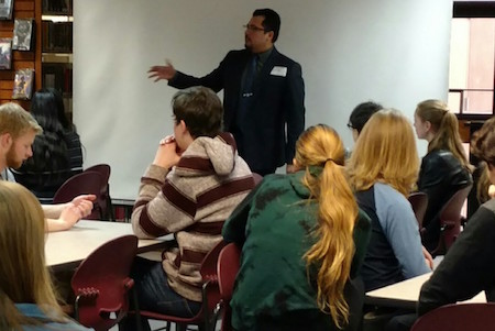 Assemblyman Edgar Flores at Carson High School in Carson City recently.