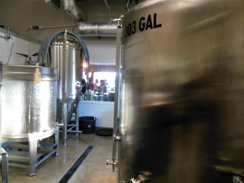 A brewing tank inside the new Shoe Tree brewing facility in Carson City.