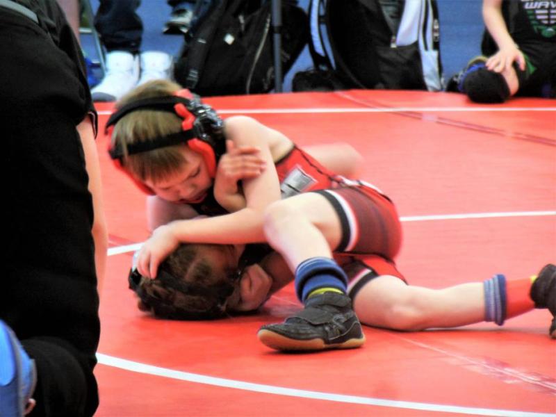 Photos by Brett Fisher. Youth wrestlers at the MAC Saturday.