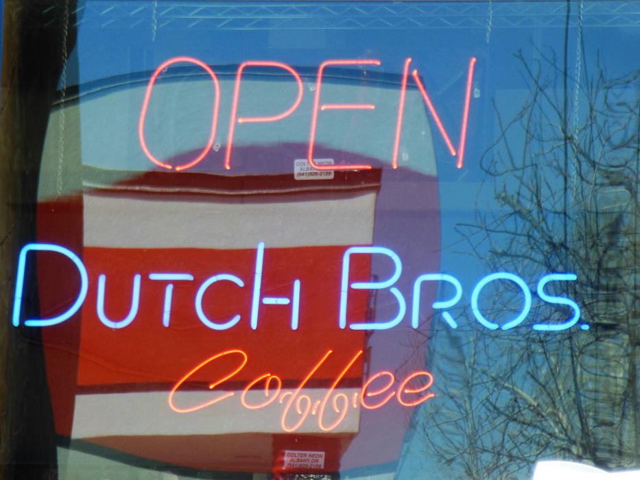 Open sign of the new Dutch Bros. on E. William St.