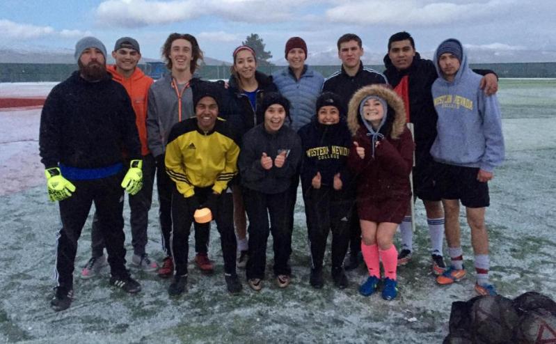  The women and men on the Western Nevada College Soccer Club have been training together through a cold and wet winter.