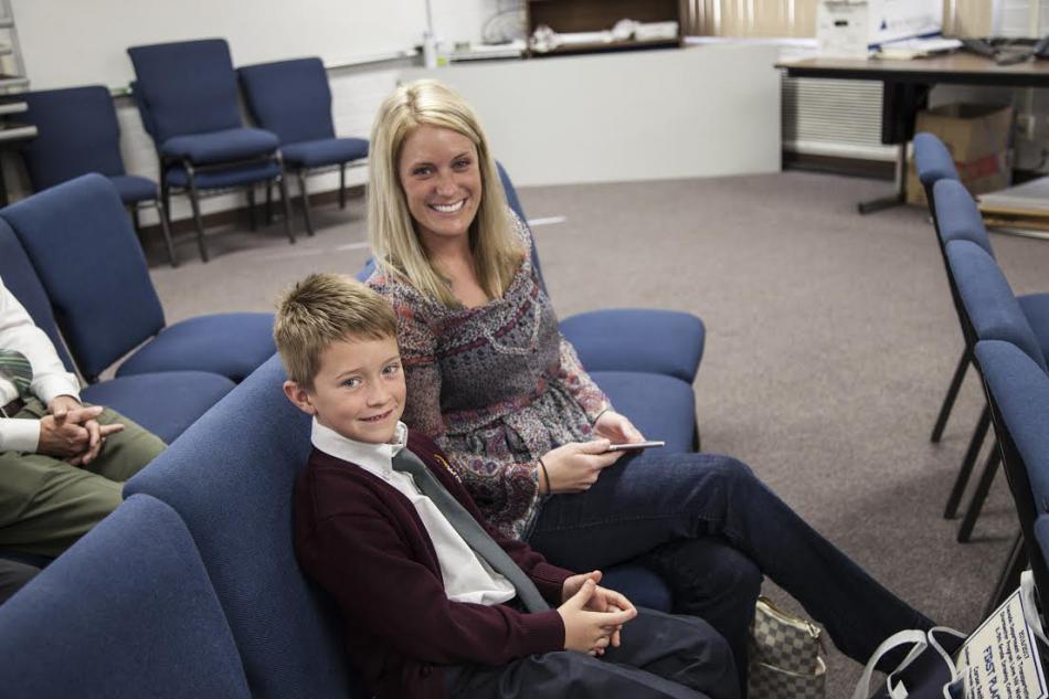 Carson Redford of Henderson with his mom.