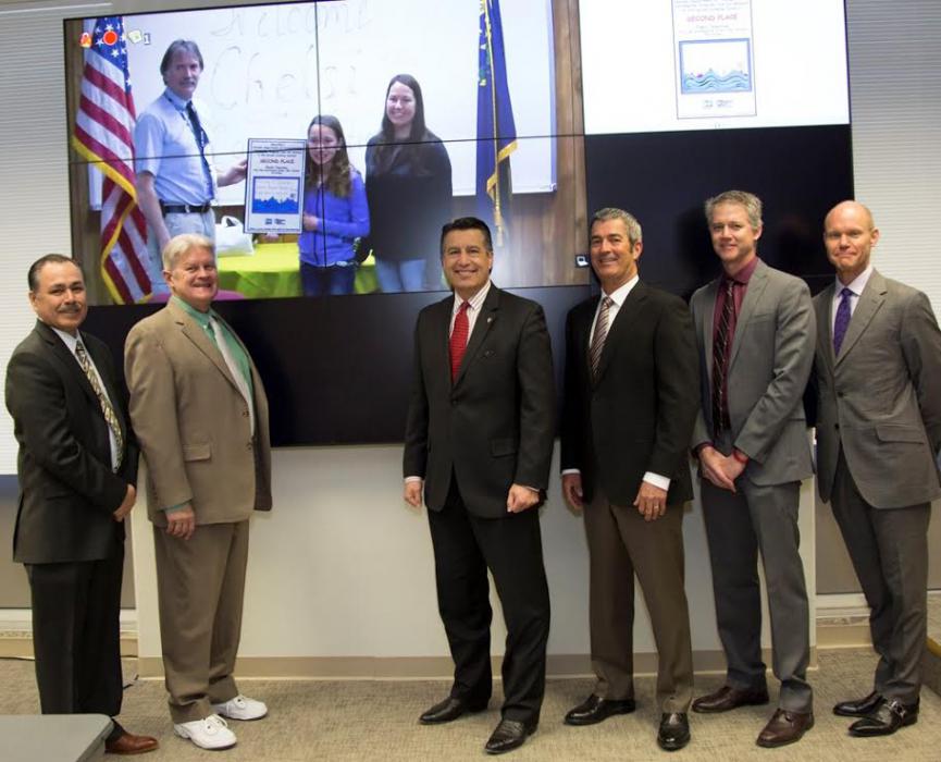 Transportation Board members with Chelsi Thornton via satellite.