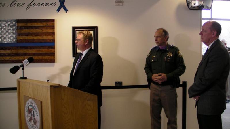 Carson City DA Jason Woodbury, Sheriff Ken Furlong and DPS Investigations Chief Patrick Conmay.