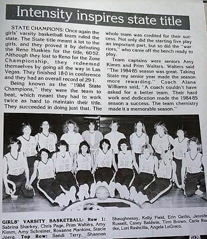 The Lady Senators' state title news article.