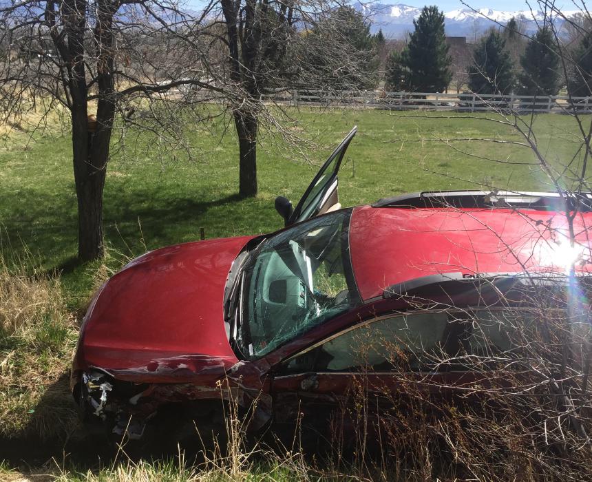 The Subaru the water truck crashed into. Photo courtesy, Steve Albertsen, Carson City Undersheriff