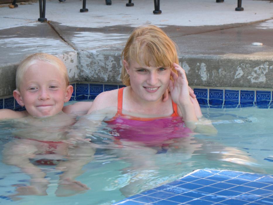 Photo by Keith Shellhamer. Jessica Meligan, right, enjoys the benefits of mineral water at Carson Hot Springs Resort.
