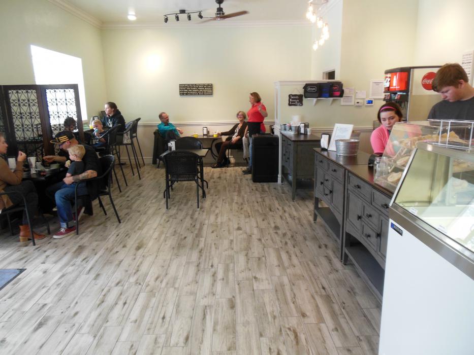 Dining room inside Scoup's on Bob McFadden Plaza.