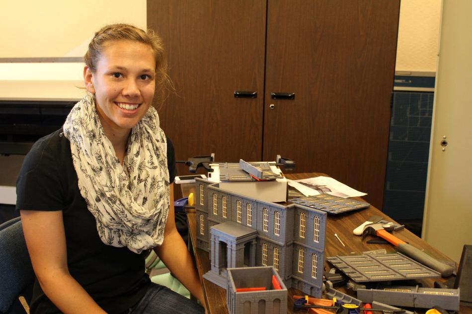 Photos courtesy CHS CTE. Mikaela Bigley with the historic mint building replica.