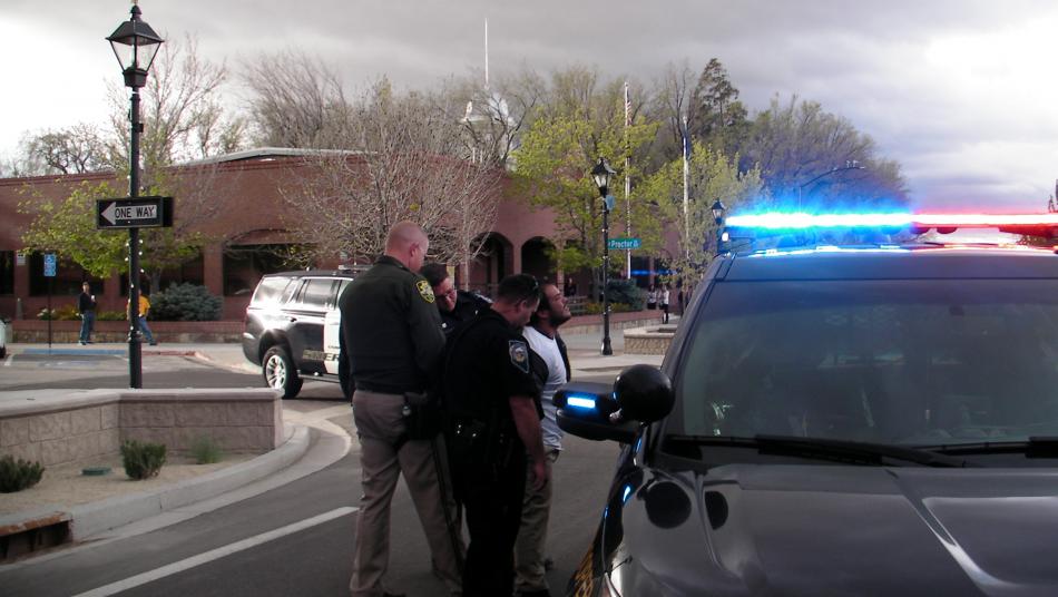 The suspect in the vehicle chase was taken into custody at Proctor and Carson Street.