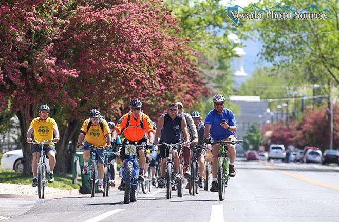Riders cruise through downtown Carson City during the 2015 Celebrity Ride. Cathleen Allison, Nevada Photo Source